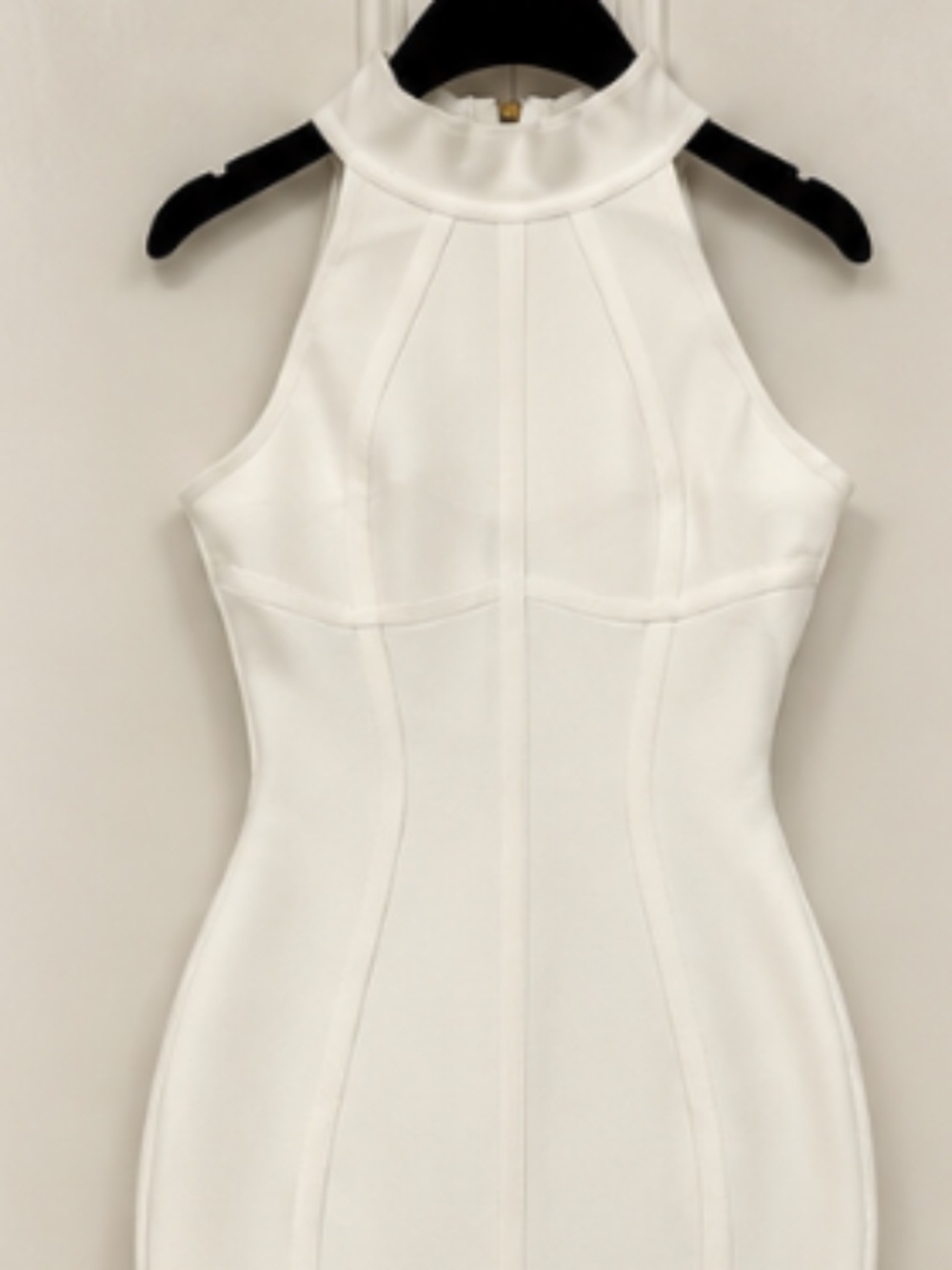 White Bandage Midi Dress High Neck Bodycon Cocktail Dress
